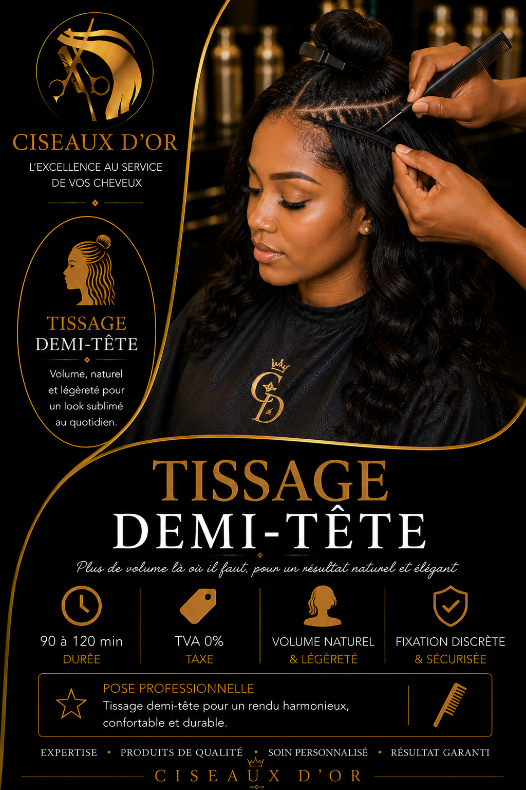 Tissage demi-tête — Ciseaux d'Or