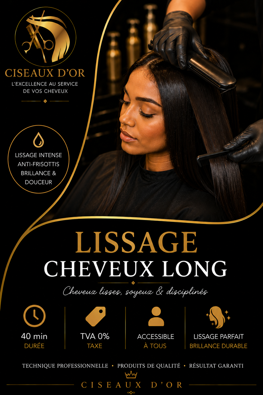Lissage cheveux long — Ciseaux d'Or