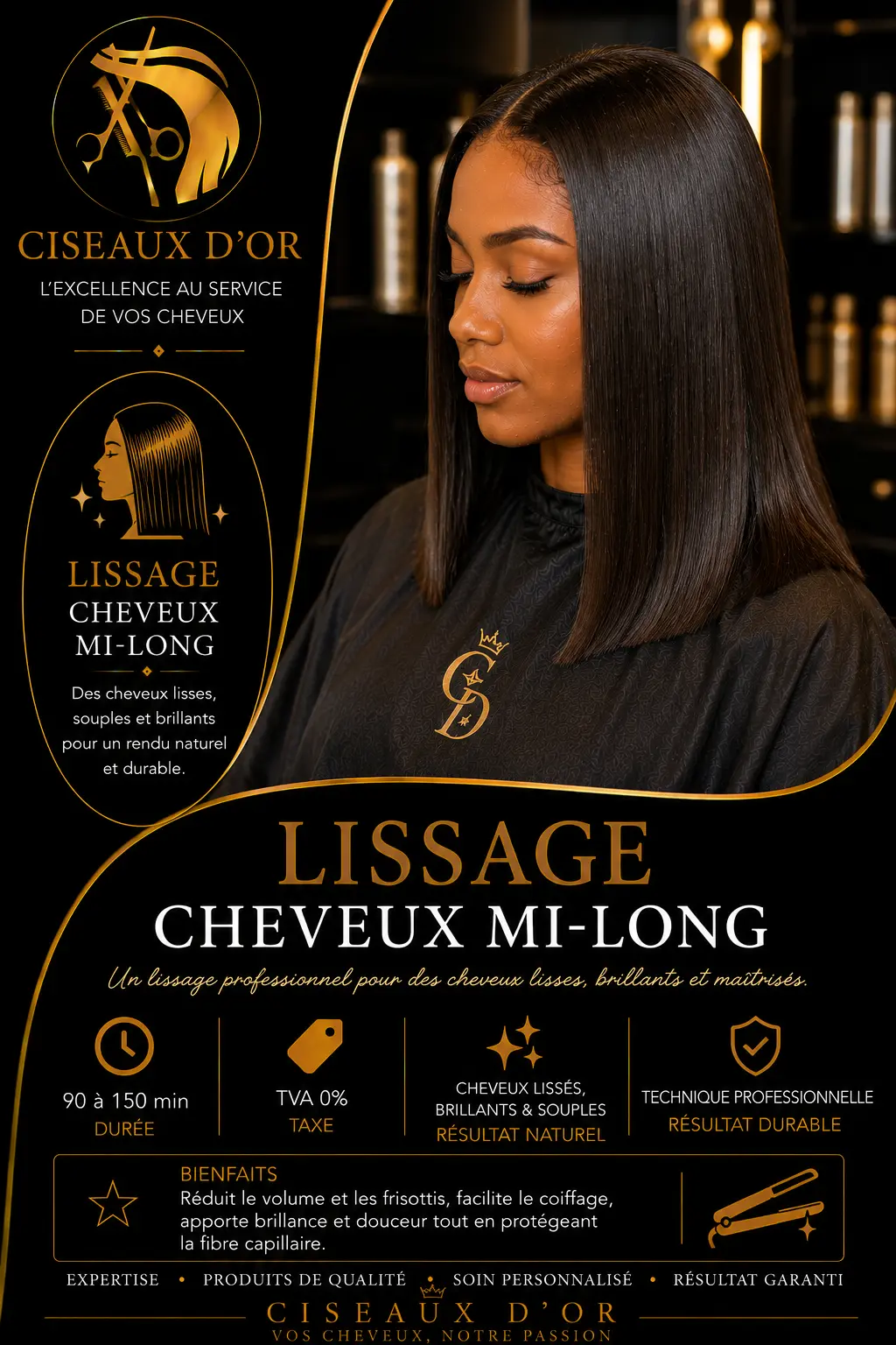Lissage cheveux mi-long — Ciseaux d'Or