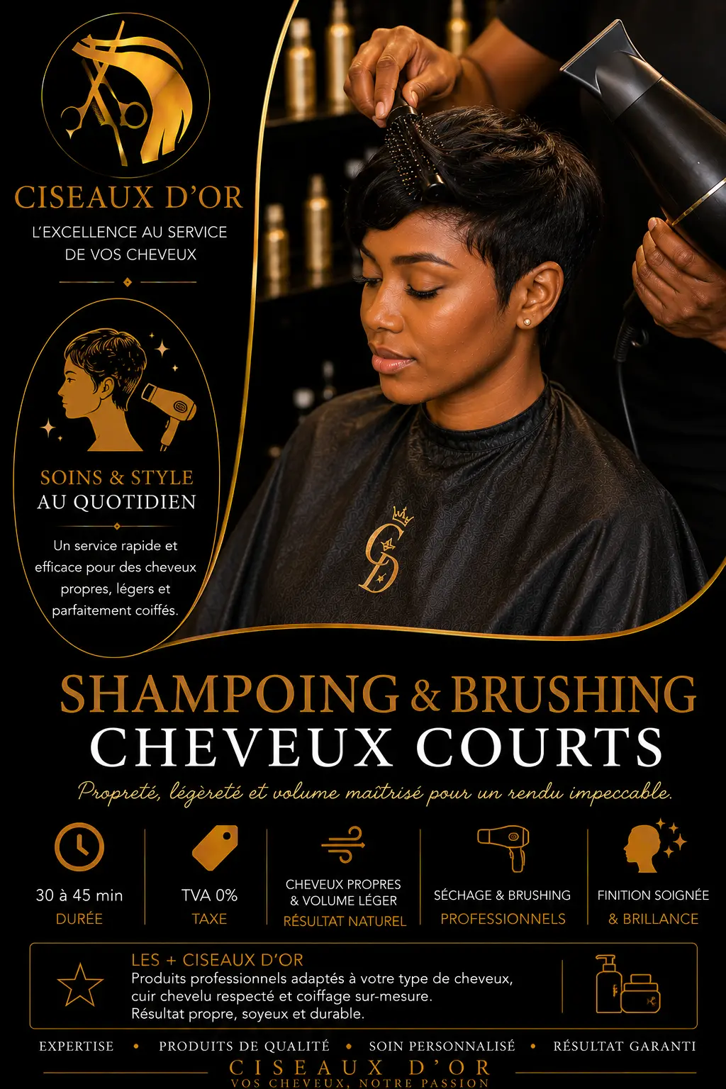 Shampoing & brushing cheveux courts — Ciseaux d'Or