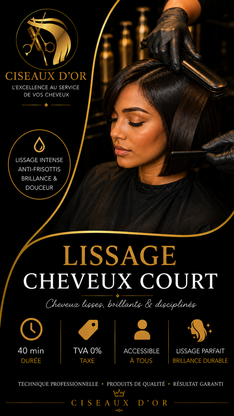Lissage cheveux court — Ciseaux d'Or